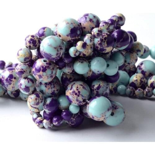 Violet Turquoise Round Loose Spacer Beads for Jewelry Making Bracelets
