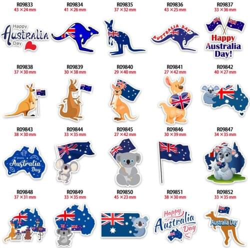 Koala Kangaroo Flags Flatback Resin Australia Day Cartoon Printed 30pcs/lot for for DIY Phone Decorations Accessories