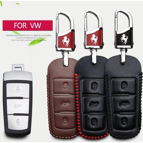 Leather Car Key Case Cover For Volkswagen VW Tiguan Touran Golf 4 5 6 7 V Polo Jetta Passat B6 B7 B8 B5 B9 UP CC Caddy Scirocco