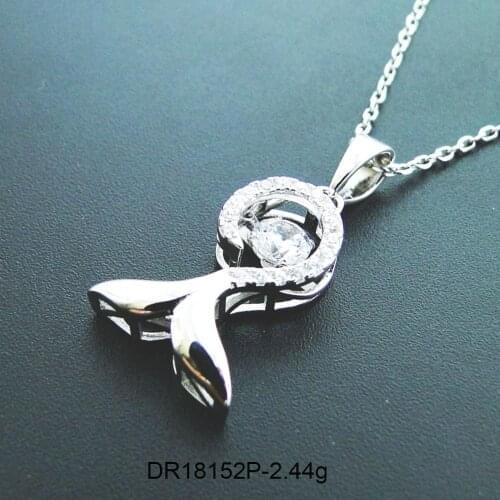 Beautiful 925 Sterling Silver Moving Jewelry Dancing Diamond Moving Fish Drop Pendant Necklace For Gift