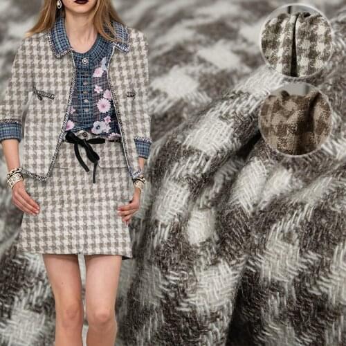 Red Raspberry Japanese Houndstooth Tweed Wool Garment Materials Autumn Women Jacket Coat DIY Sewing Cloth Fabrics Freeshipping