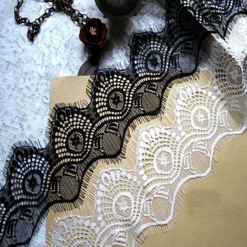 9M French Chantilly Lace Fabric White Black Bilateral Wedding Eyelash Lace Trim Sewing DIY Lace Accesssories Craft