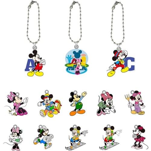 Disney Mickey Mouse Keychain Acrylic Jewelry Boys and Girls Doll Fashion Jewelry Keychain for Friends Gifts