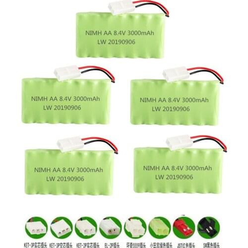 5 Pcs 8.4v 3000mah NiMH Battery For Rc toy Car Tanks Trains Robot Boat Gun Ni-MH AA 2400mah 8.4v Rechargeable Battery