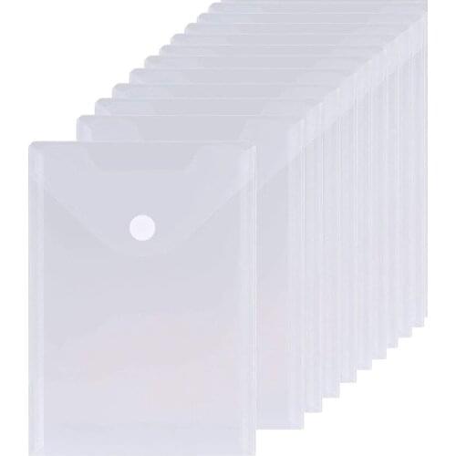 10Pcs/Set A5 Clear Document Bags Poly Envelopes with Velcro Closure Plastic Folder Used for School Office Life Storage