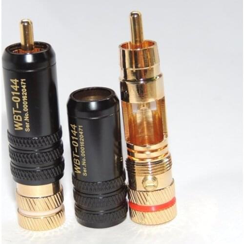 10PCS RCA plug connector male WBT-0144 signal line WBT 0144 RCA lotus head copper gold plated Drop shipping
