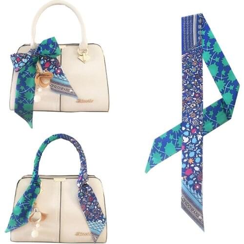 Luxury Long New Skinny Scarf Brand Silk For Women Paris Letter Print Long Bag Scarf Handle Bag Ribbons Head Scarves Best Gift