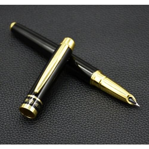1Pcs Hero 8870 Black and Gold Decoration Standard 0.38mm Nib Fountain Pen Professional Business Ink Pen School Office Supplies