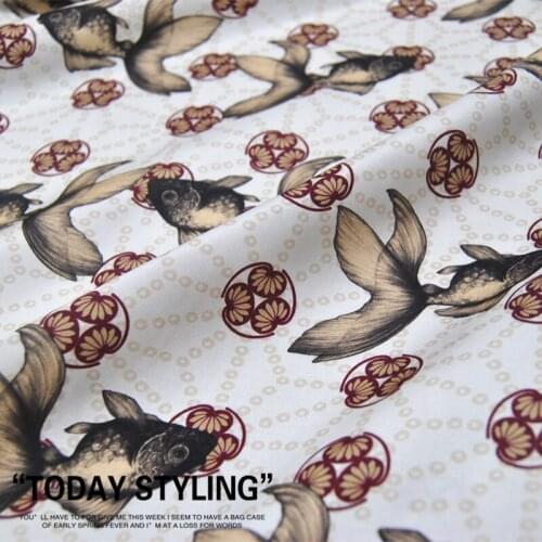 LEO&LIN 19 M/M Large Wide Fish Silk Cotton Clothing Cloth Fabric DIY Sewing Patchwork