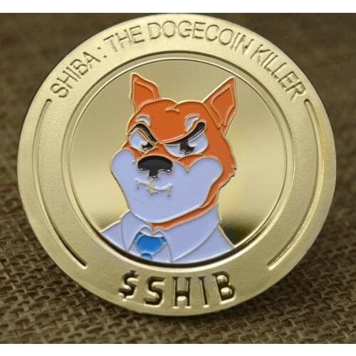Shib Shiba Inu Coin Color Embossed Commemorative Badge Dog Coin Gold-plated Silver Digital Virtual Coin Lucky Coin