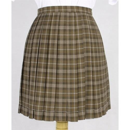 School Dresses Japanese Girl Brown Plaid Pleated Skirts School Skirt Uniform Cosplay Mini Sailor Suit High School Anime Form