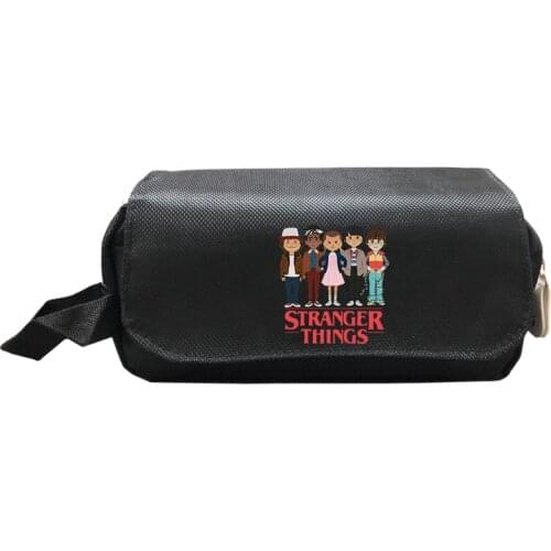 Stranger Things Pencil Bag Students Pen Bag for Kids Fashion Double Layer Cute Stationery Bag Pencil Case
