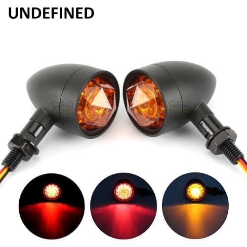 Motorcycle Turn Signal Bullet Lights Amber Diamond Lens LED Brake Indicator Light Blinker Lamp for Harley Bobber Bikes Universal