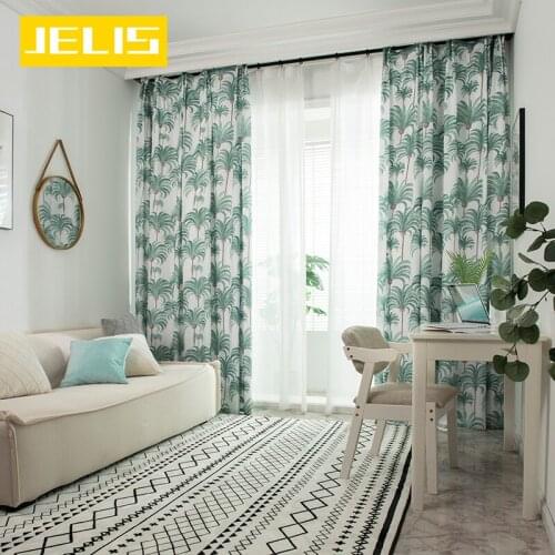 Coconut Tree Blackout Curtains for Living Room Bedroom Green Plant Blinds Draps Kitchen Curtains Summer Beach Style Home Decor