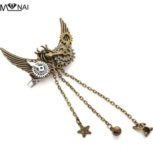 Trending Products 2018 Girls Punk Gear Wings Hair Clip Gothic Steampunk Hairpin/Brooch Vintage Lolita Lady Headwear Accessories