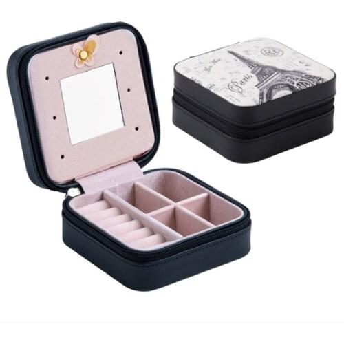 Korea Creative Small Jewelry Box Portable Travel Jewelry Box Snake Leather Earrings Earrings Storage Box