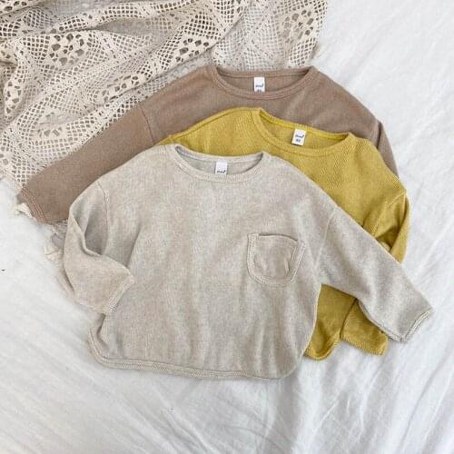 Spring Autumn Boys And Girls Solid Color Loose Casual Tee Tops 2021 New Kids Children Soft All-match Long Sleeve Base T-shirts