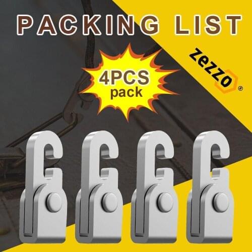 Zezzo® Automatic Lock Hook 4pcs/pack With 6M Rope Free From Hitting Knot For Binding Hanging Fixing Tools Tents Hooks