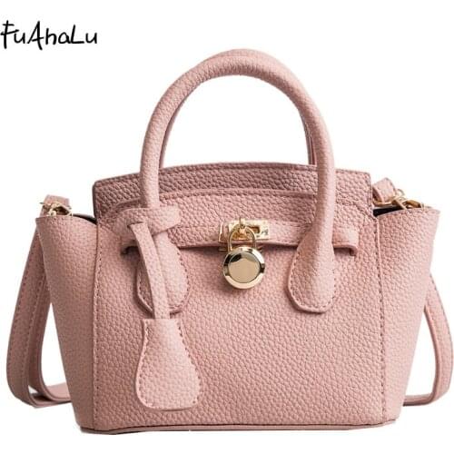 FuAhaLu luxury handbags women bags designer women shoulder bag with lock fashion messenger bags crossbody bags for women