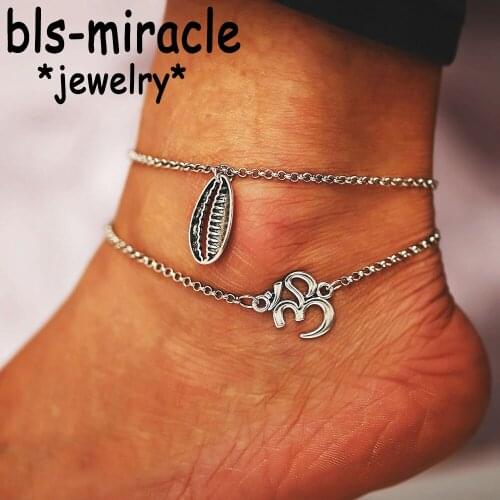 YC-UPGO Vintage Shell Turtle Anklets For Women Antique Silver Color Multilayer Anklet Bracelet Fashion Jewelry 2019 New