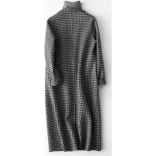 Double Side Real Wool Coat Female Jacket 2020 Autumn Winter Jacket Women Plaid Korean Coats Casaco Feminino MY