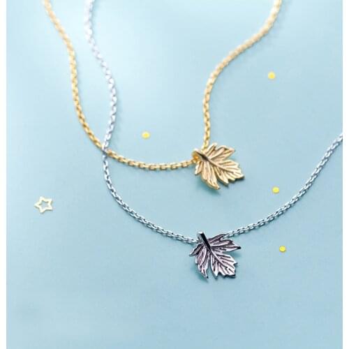 MloveAcc Genuine 925 Sterling Silver Choker Necklace Sweet Maple Leaf Charm Pendant Necklaces for Women Girls Jewelry