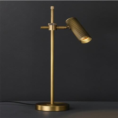 Nordic Retro Study Golden Table Lamp Living Room Sofa Bedroom Decoration Rotatable Designer All Copper Table Light