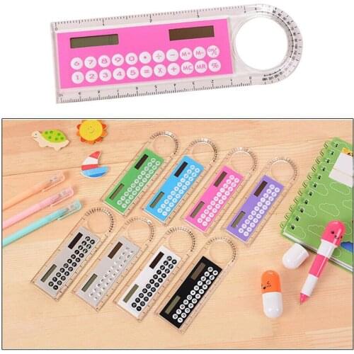 10cm Ruler Calculator Solar Card Mini Calculation Student Arithmetic Multifunctional Calculator