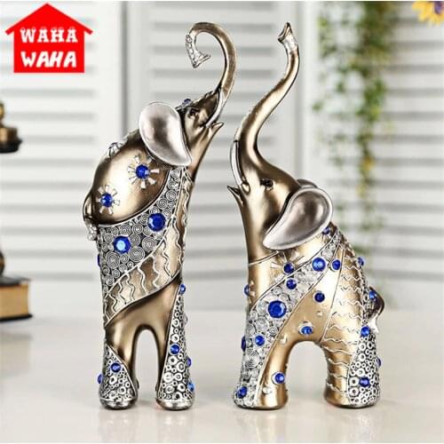2pcs/Set Artificial Resin Elephant Crafts Mother and Child Decoration Home Living Room European Decorative Elephant Decoration