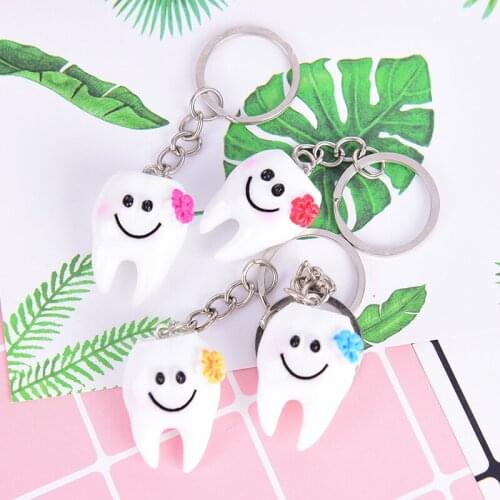 2pcs/set Women Girls Bag Hanging Drop Accessories GiftCartoon Lovely Dental Simulation Tooth Pendant Keychain