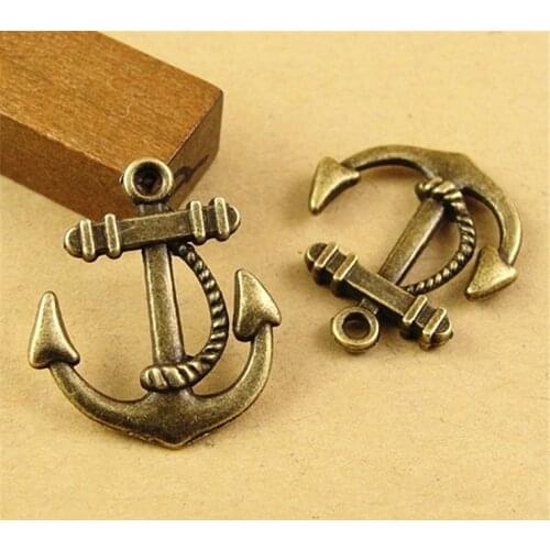20pcs/lot 23x21mm Antique Bronze Plated Anchor Charms Pendant DIY Handmade Jewelry Accessories