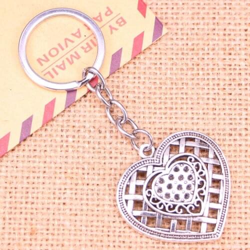 20pcs New Fashion Keychain 38*39 mm heart Pendants DIY Men Jewelry Car Key Chain Ring Holder Souvenir For Gift