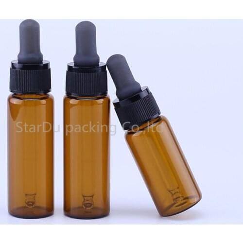200pcs 15ml 20ml Amber Glass Pipette Bottle Essential Oil Bottle Portable Silicone Head Container Dropper Drop Travel Bottles