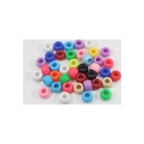 200 Mixed Colour Acrylic Barrel Pony Beads 9X6mm for Kids Craft Kandi Bracelet