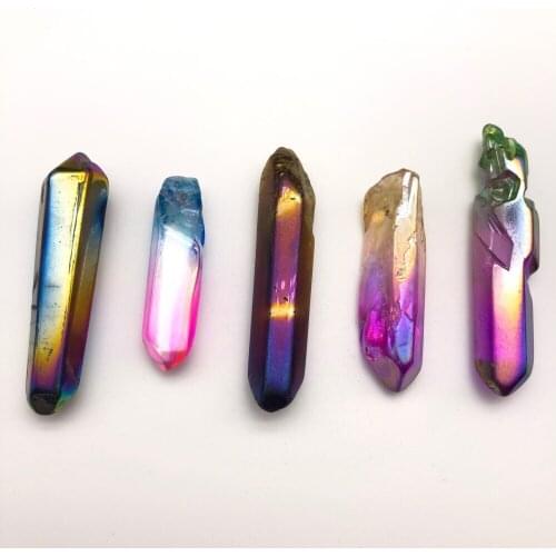 500g Beautiful Hybrid Rainbow Halos TITANIUM AURA LEMURIAN QUARTZ CRYSTAL POINT