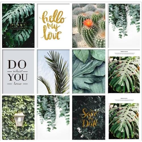 5D DIY Diamond Painting Tropical Eucalyptus Monstera Palm Leaves Cactus Plants Women Diamond Mosaic Embroidery Cross Stitch Set