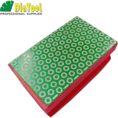 DIATOOL 1pc Grit #200 Coated Diamond Hand Polishing Pad, Foam-backed Grinding Block For Granite Marble Stone