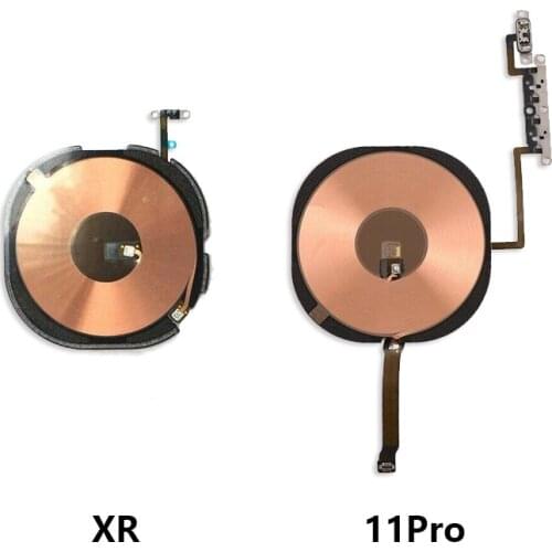 Wireless Charging Chip Coil NFC Module with Volume Flex Cable For iPhone X XR XS Max 11 Pro Max Charger Panel Sticker Parts