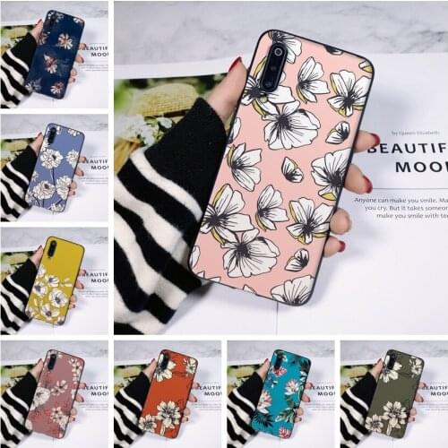Phone Case For Xiaomi Mi 9 SE A3 Floral Yellow Pink Flower Silicone Back Cover For Xiaomi Mi 9T 8 PRO Case