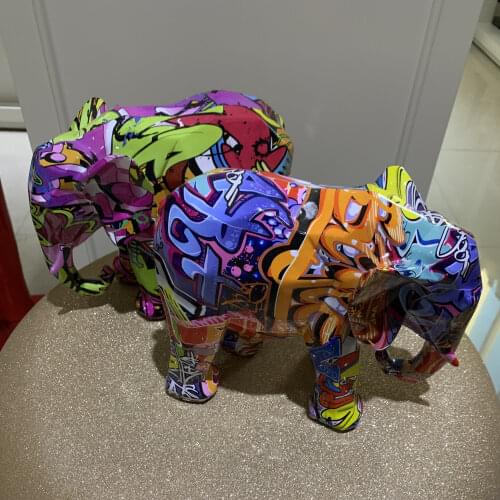 Home Resin Graffiti Simple Creative Living Room Geometry Elephant Decorations Entrance Wine Cabinet Office Decorations Crafts