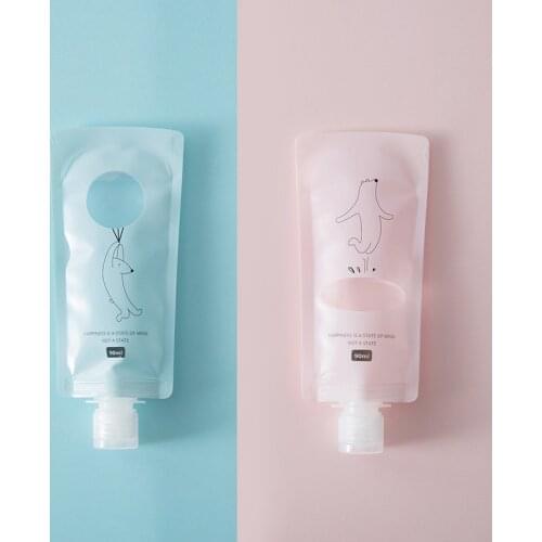 1 Set Travel Portable Soap Shampoo Dispenser Toiletries Storage Bag Waterproof and Dustproof Cosmetic Sub-bottle for Women Girls