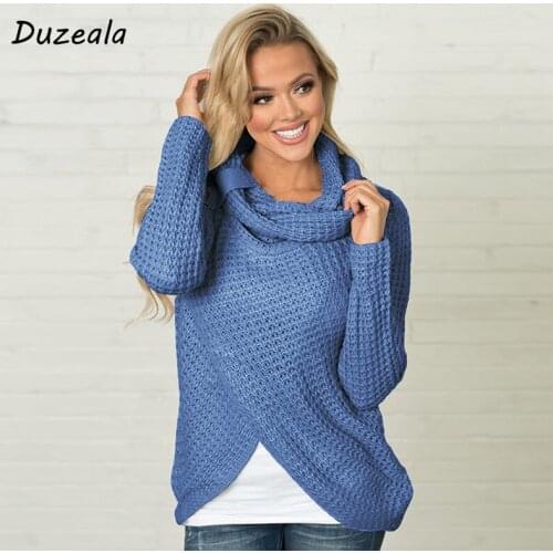 Duzeala 2021 Fashion Autumn Winter Warm Sweater Long-Sleeve Elastic Sweater Female Pullover Turtleneck Knitted Sweaters Tops