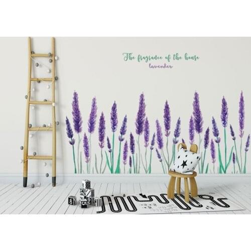 Purple Lavender Wall Stickers Living Room Bedroom TV Backdrop Wall Decor Decal Self-adhesive Mural Creative Room Decoration