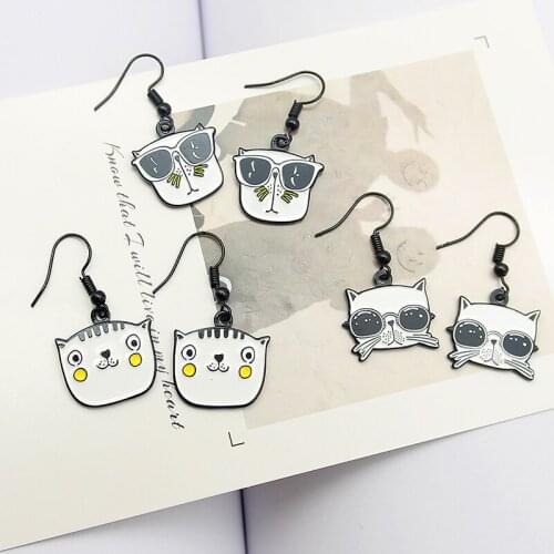 Custom Earrings Cartoon cat shark horse Enamel metal Drop Earrings Lovely animals Dangling Earrings Fashion women jewelry gift
