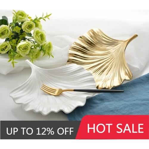 Nordic Ginkgo Biloba Ceramic Dinner Plate Butter Dish Food Dessert Plate Bowl Leaf-shaped Desktop Storage Tray Decoration Plate