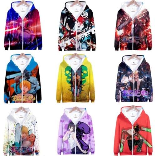 Anime Chainsaw Man Cosplay Costume Pochita Denji Makima Hayakawa Aki Power Himeno Kobeni 3D Hoodie Zipper Hooded Sweatshirt