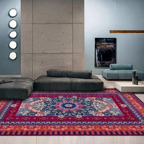Bohemian Style Carpet European Retro Living Room Bedroom Study Blanket Turkish Ethnic Splicing Mat 40x60cm Geometric Mat