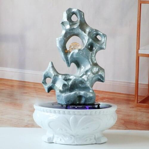 Creative Rockery Water Fountain Living Room Office Indoor Fountains Lucky Feng Shui Home Decoration Desktop Waterfall Ornaments