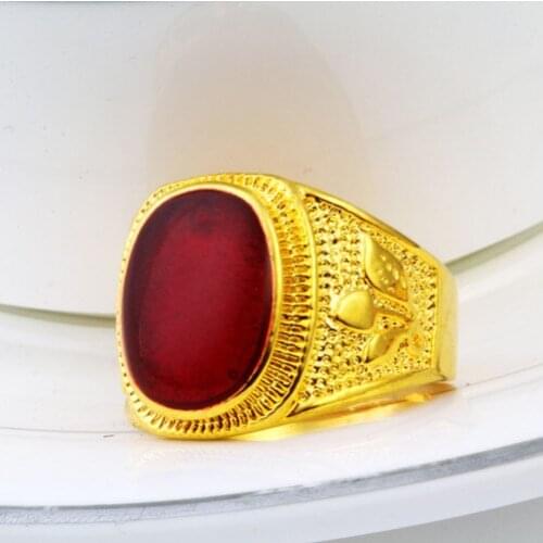 Wholesale Male Finger Rings New Fashion Mens Jewelry Yellow Gold Filled Ring For Man Size 7-12