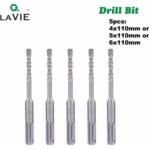 LAVIE 5pcs 4mm 5mm 6mm Electric Hammer SDS Plus Drill Bits Set 110mm Concrete Wall Brick Block Masonry Hole Saw Drilling 016
